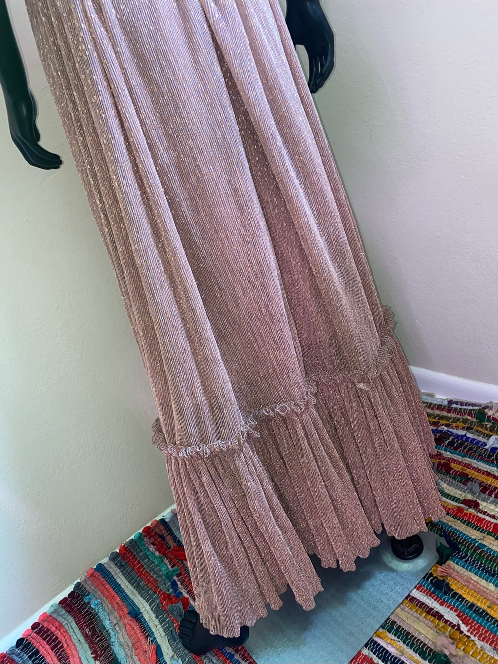 Mable Dusty Rose Adorable Dramatic Ruffle Shimmer Maxi Dress โจ - Picture 10 of 15